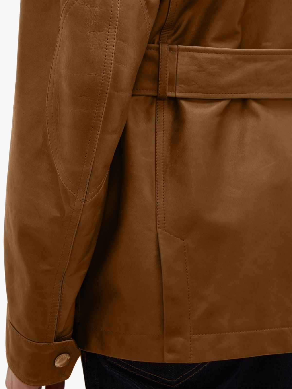 Men  Utility Leather Brown Jacket - LJ.com