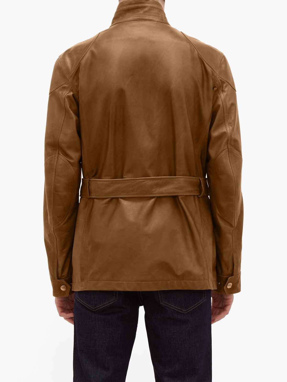 Men  Utility Leather Brown Jacket - LJ.com