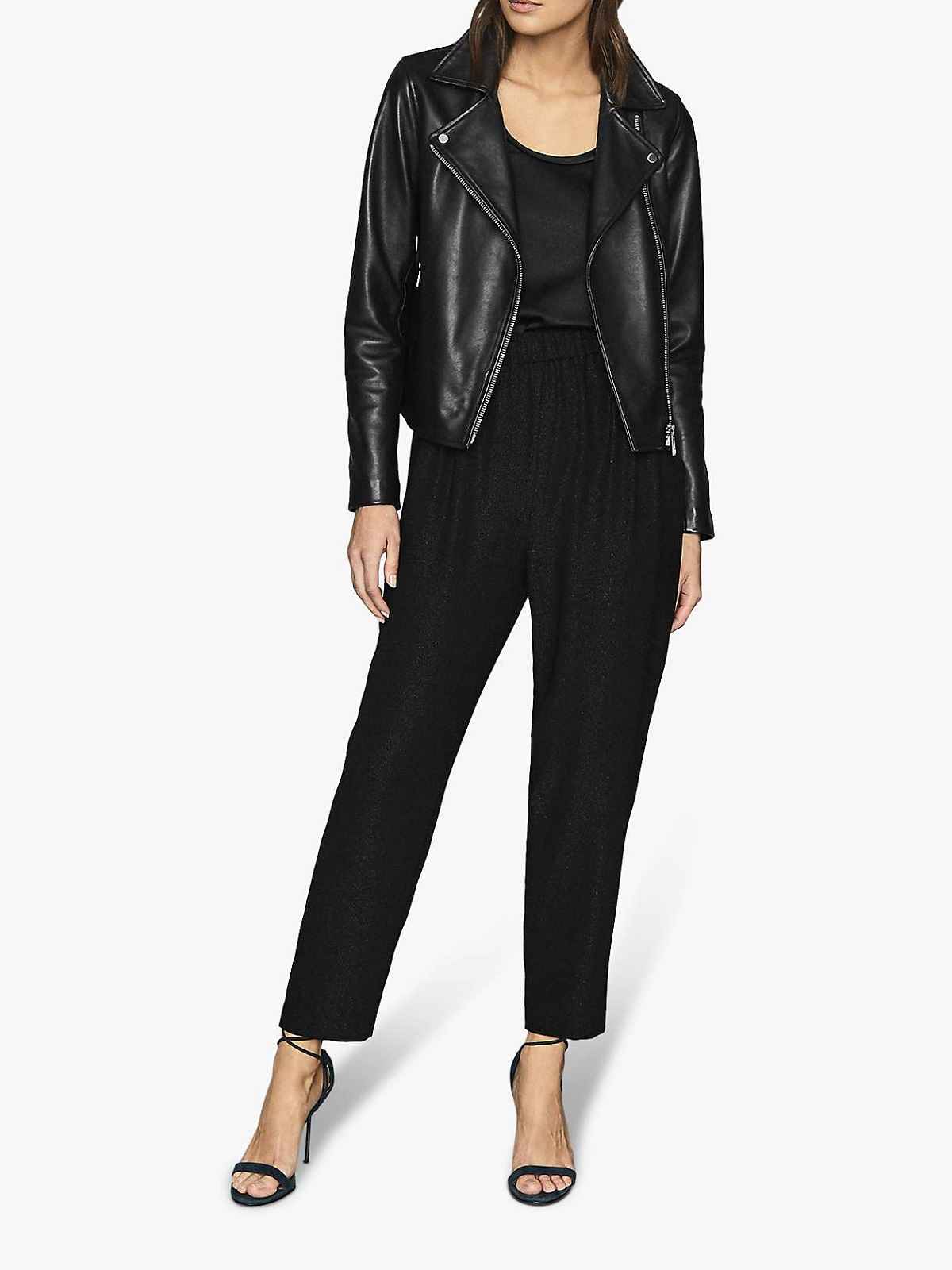 Womens Black Asymmetric Lined Leather Jacket – LJ