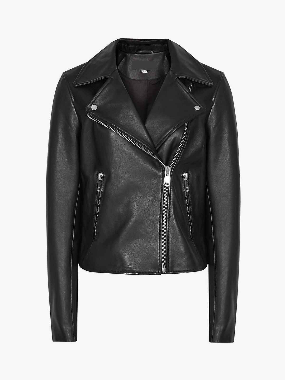 Womens Black Asymmetric Lined Leather Jacket – LJ