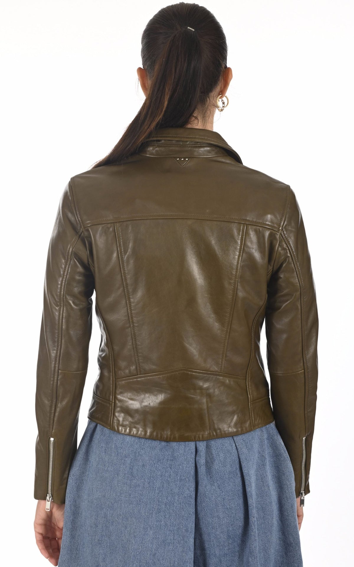 Stylish Olive Green Real Leather Jacket For Women – LJ