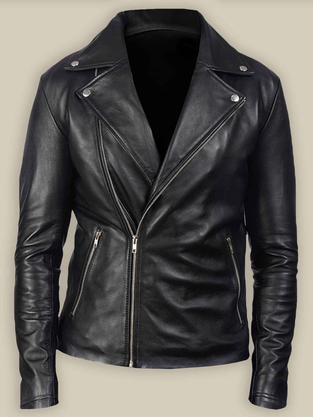 Men Boker Simple Black Leather Jacket - LJ.com