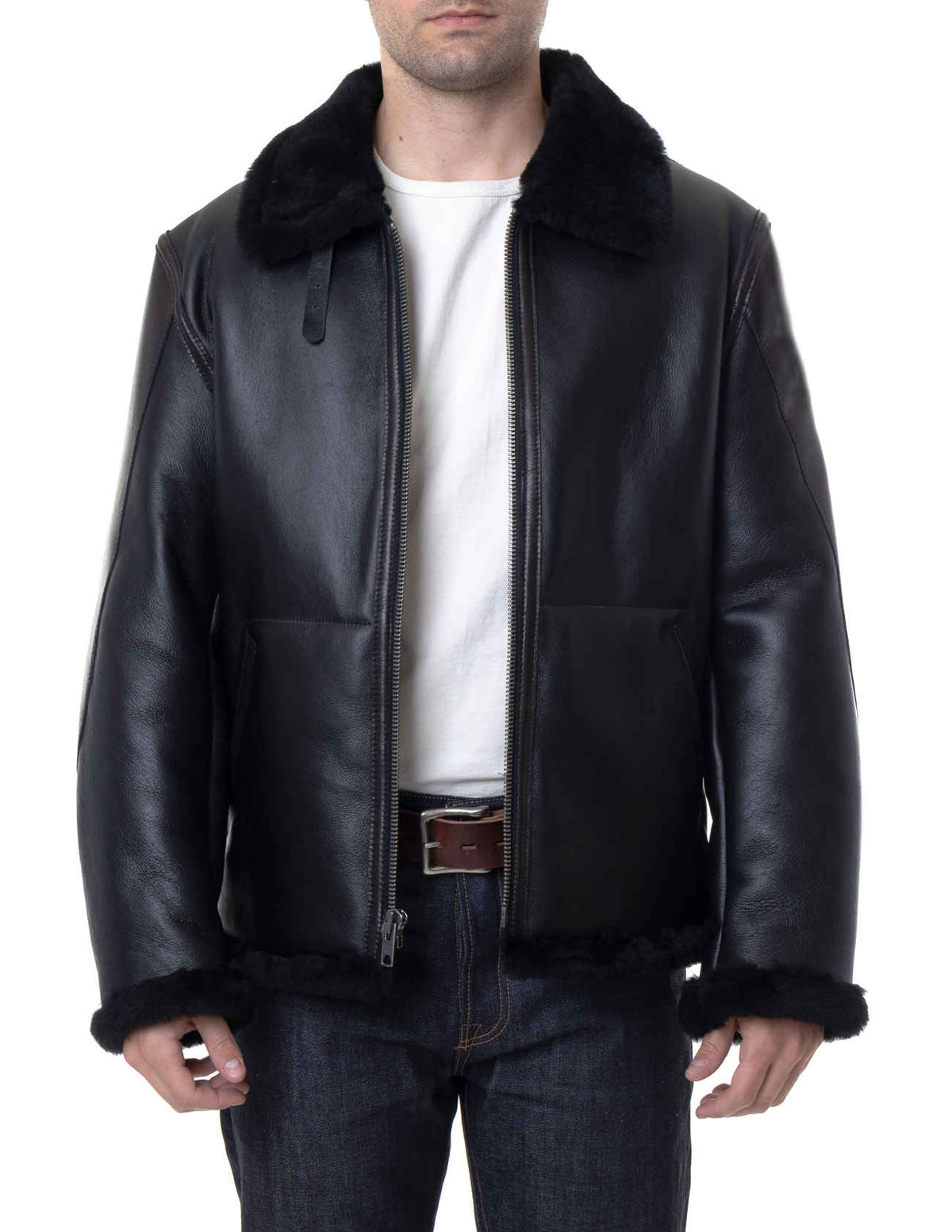 Men’s Sheepskin B3 Jacket In Black – LJ