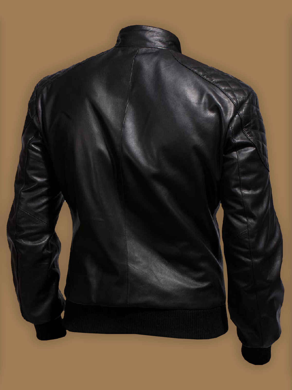Men Pure Black Biker College Jacket - LJ.com