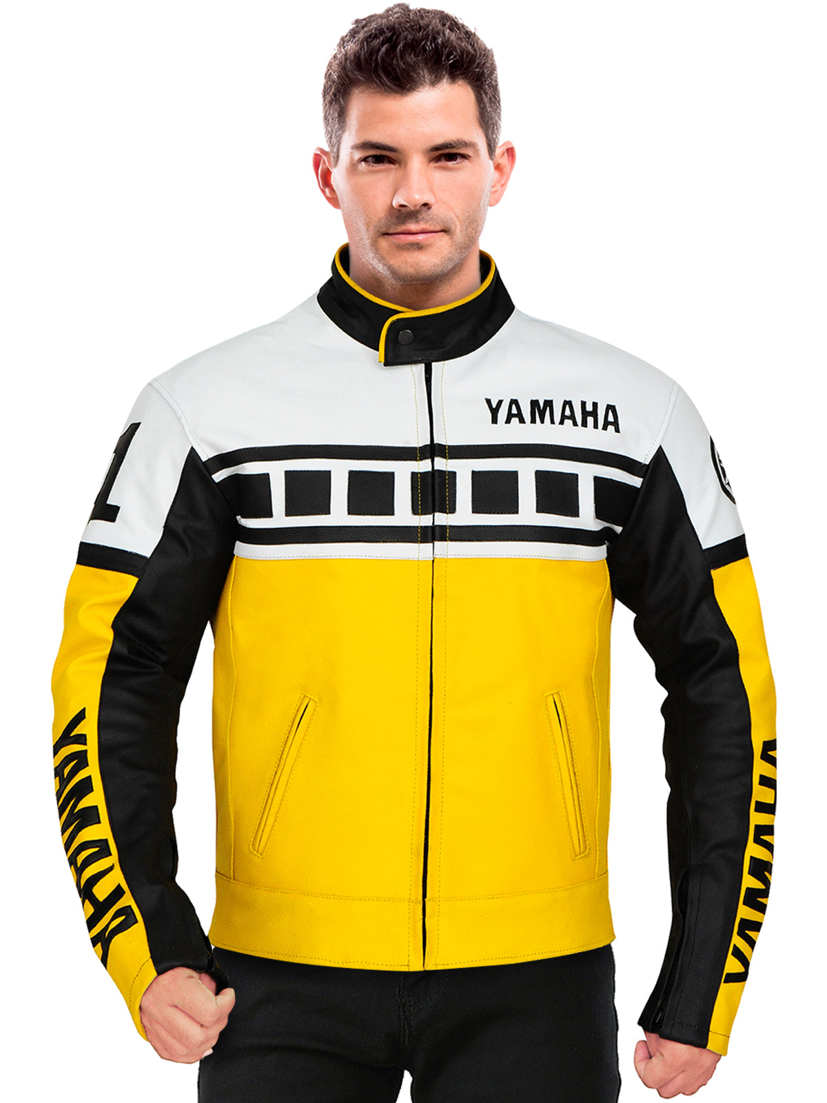 Yamaha Yellow Biker Leather Jacket - LJ.com