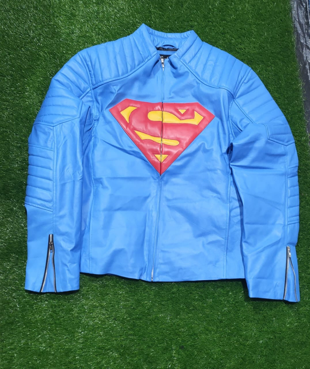 Mens Superman Blue Smallville Jacket Leather