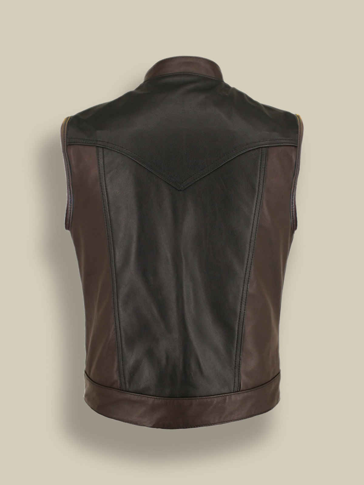 Men Black Two Tone Biker Leather Vest - LJ.com